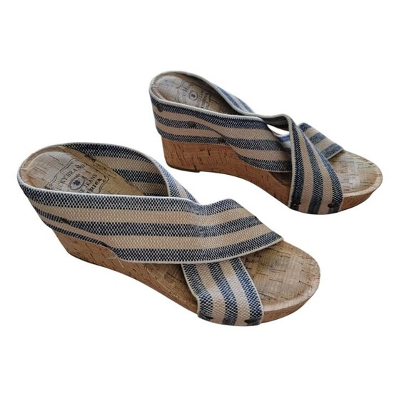 Lucky Brand Size 8M, Miller 2 American Blue & Natural Elastic Crossover Cork - Picture 2 of 9